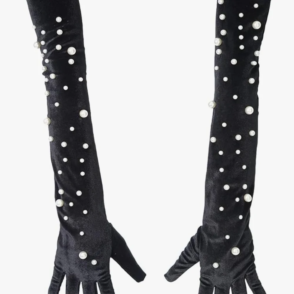 Beloved Millinery Elegant Black Pearl-Embellished Gloves